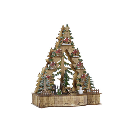 decorations de noel dkd home decor vert naturel bois arbre maisons 30 x 15 x 37 cm 3 unites
