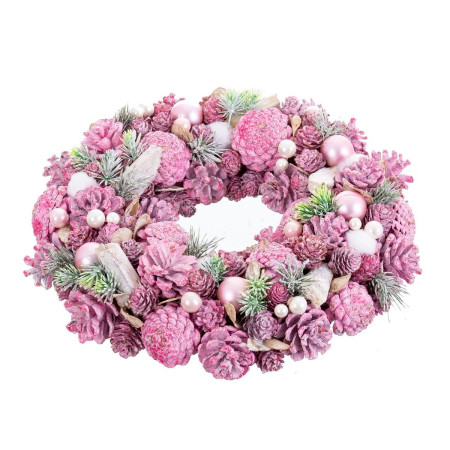 couronne de noel rose multicouleur plastique foam 34 x 34 x 85 cm