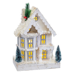 decorations de noel blanc bois maison 23 x 14 x 32 cm
