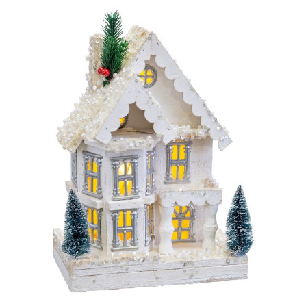 decorations de noel blanc bois maison 23 x 14 x 32 cm