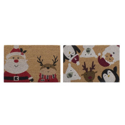 paillasson dkd home decor noel pvc fibres de coco 60 x 40 x 15 cm 2 unites