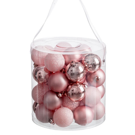 boules de noel rose 5 x 5 x 5 cm 40 unites