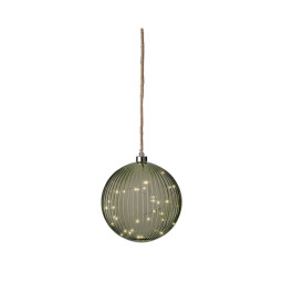 boule de noel lifetime vert jute verre o 20 cm a accrocher microled