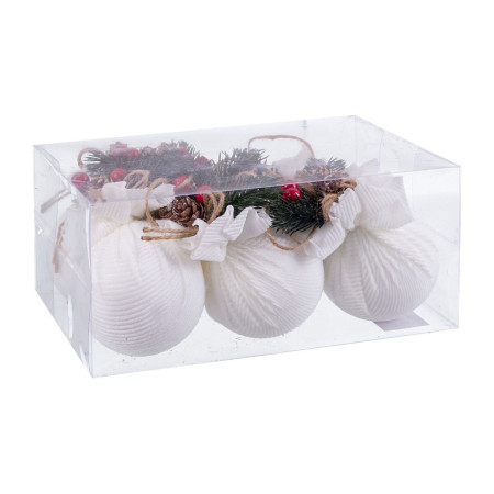 boules de noel blanc multicouleur velours cotele foam 6 x 6 x 6 cm 6 unites