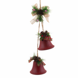 decorations de noel rouge multicouleur metal plastique fibre cloches 14 x 9 x 47 cm