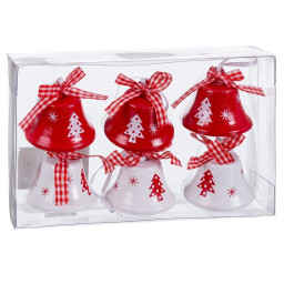 decorations de noel blanc rouge metal cloche 45 cm 6 unites