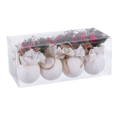 Boules de Noël Blanc Multicouleur Velours côtelé Foam 6 x 6 x 6 cm (8 Unités)