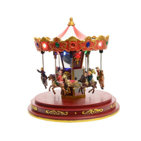 decorations de noel lumineo carrousel 24 x 24 x 25 cm lumiere mouvement