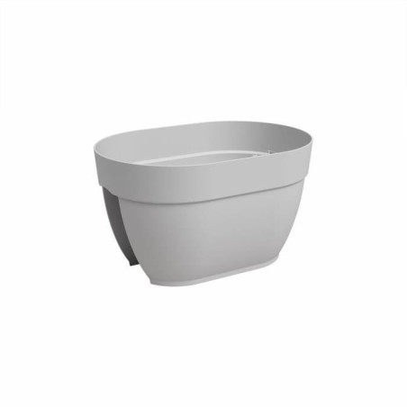 Jardiniere balcon CAPRI CAMPANA - Plastique - Gris clair - Ovale - 39 x 25,6 x 22,5 cm - ARTEVASI
