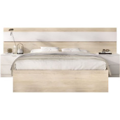 Ensemble structure de lit + tete de lit et 2 tables de nuit - NIZA - 160 x 200 cm - C
