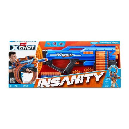 Blaster Rotatif - ZURU - XSHOT Insanity Mad Mega Barrel - Blaster avec barillet de 72