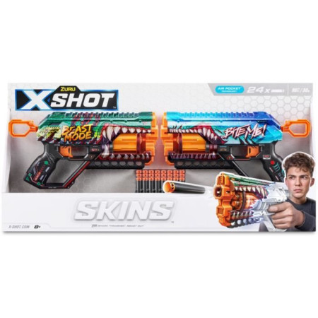 Pack Blasters - ZURU - XSHOT Skins Griefer 2PK - Blasters a canon rotatif avec tir a