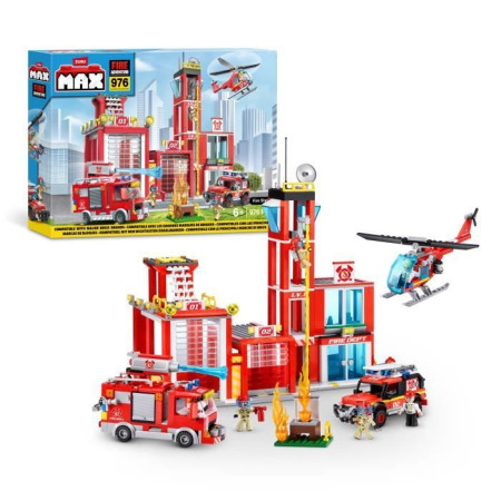Set de Construction - ZURU - Fire Station Large (976 pieces) - Crée une caserne de po