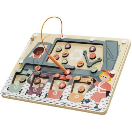 Trieur de déchets Montessori - TOP BRIGHT - Labyrinthe Magnétique - 3 ans - Métal - Papier - Plastique