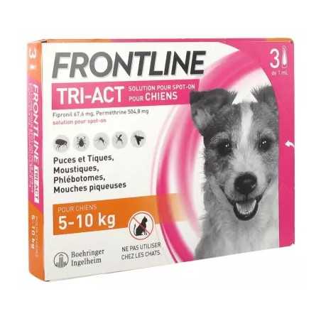Frontline Tri-Act chien - Anti-puces anti-tiques pour chien S - 5-10kg - 3 pipettes
