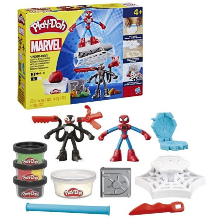 Play-Doh Spider-Man, coffret Attaque tranchante avec 2&nbsp;figurines flexibles, 7&nbsp;accessoires et pâte a modeler, des 4&nbsp;ans, Marv