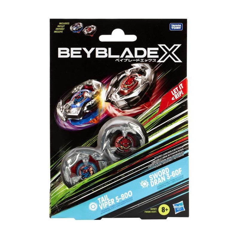 Beyblade X - Génération 4 - Ensemble duo - Tail Viper 5-80O vs Sword Dran 3- 60F | La Jouetterie Beyblade X - Génération 4 - Ensemble duo - Tail Viper 5-80O vs Sword Dran 3- 60F | La Jouetterie