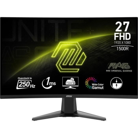 Écran Gaming - MSI - 27'' Incurvé 1500R - FHD - 1ms - 250Hz - HDR Ready - Adaptive Sync - Compatible VESA