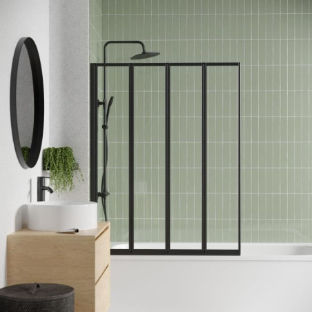 Pare Baignoire 4 volets - GELCO - LEXIA Noir - 110 x 140