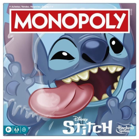 Monopoly Stitch, Jeu de société de plateau, 2 a 4&nbsp;joueurs, 30 minutes, édition Disney Lilo & Stitch, Des 8 ans