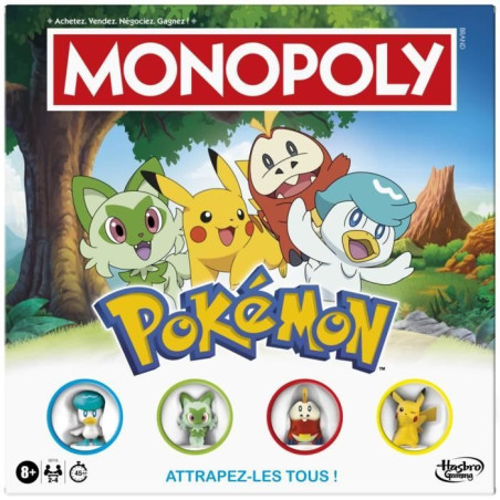 Monopoly Pokémon, jeu de société de plateau, 2 a 4&nbsp;joueurs, jeux pour enfants et fans de Pokémon, env. 45&nbsp;minutes, des 8&nbsp;
