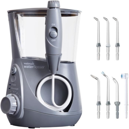 Jet Dentaire - WATERPIK - WP-667 Ultra Professionnel - Gris - 10 Niveaux de pression - 7 Embouts inclus