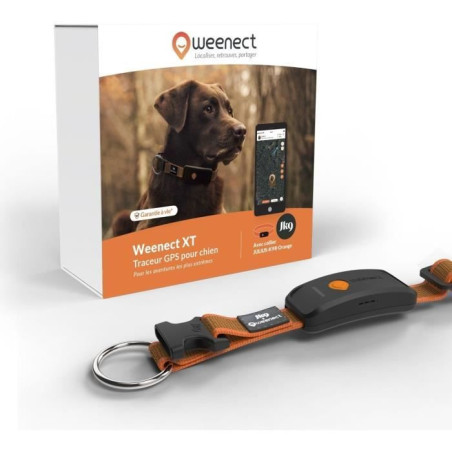 Collier GPS pour chien - WEENECT Chien XT - Antenne XL - Etanche - Collier Julius-K9 - Fonctionne avec abonnement - Orange