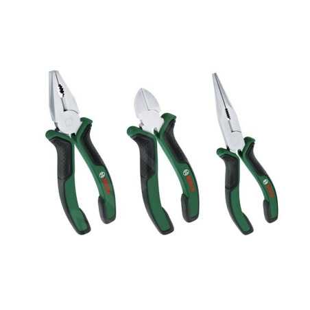 Bosch Home and Garden - Set de 3 pinces (universelle, a bec long, coupante diagonale endurantes ergonomiques)