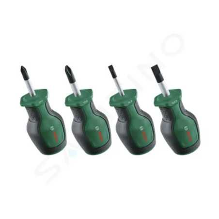 Bosch Set de 4 tournevis courts (compacts pour vissage dans espaces restreints embout magnétique)