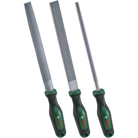 Bosch Set de 3 râpes (râpes a bois robustes plates/rondes/demi-rondes acier au carbone dur)