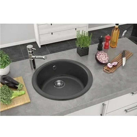 Evier à&nbsp;encastrer 1 bac ronde Mirade gris béton D.50x19cm - 