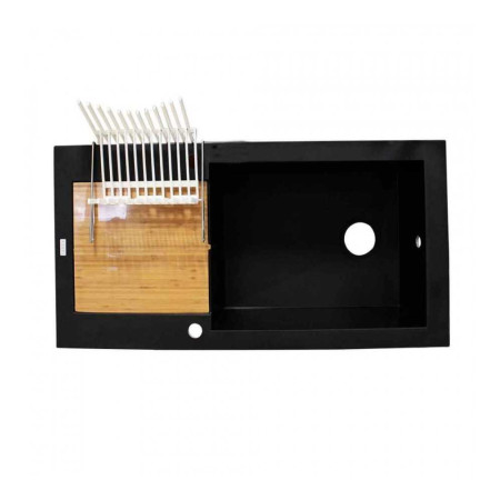 Evier à&nbsp;encastrer 1 giga bac 980x500x200 noir avec accessoires * - 