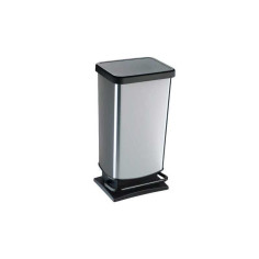 Poubelle de cuisine 40 l à&nbsp;pédale Simpla plastique carbone - 
