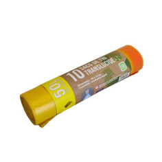 Sacs poubelles de tri jaune transparent avec lien coulissant 70 x 68 x 25cm 50L - 