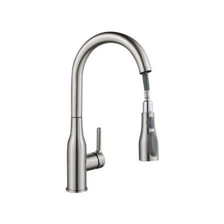 Robinet mitigeur cuisine avec douchette en acier mat Fanny - 