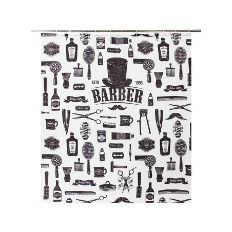 Rideau De Douche En Textile Noir L.180 X H.200 cm Barnabe Sensea