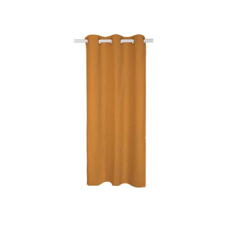 Rideau occultant aspect lin Aleyna jaune moutarde l.140 x H.280 cm - 
