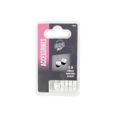 Lot de 10 punaises blanc, diam. 10 mm