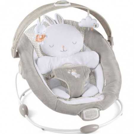 INGENUITY Transat bébé confort Petit Lapin, Arche d'éveil lumineuse, Coussin réducteur amovible, cadeau bébé