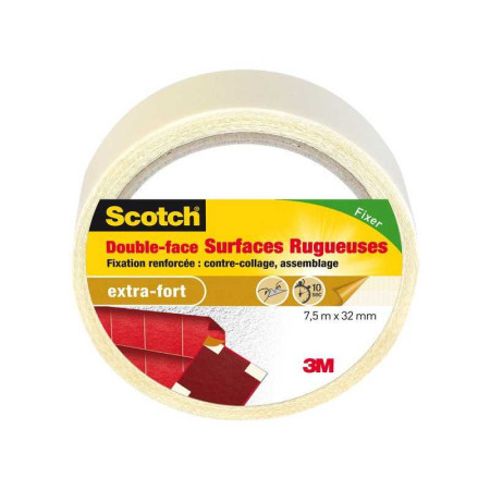 Rouleau Adhésif Double Face Surfaces Rugueuses Scotch L.7.5 M X L.32 Mm - 