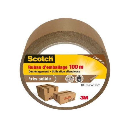 Adhésif Scotch Emballage Une Face Multiusage L.100 M X L.48 Mm, Marron