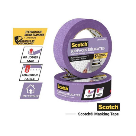 Ruban de masquage surfaces délicates scotch 41m x 24mm - 