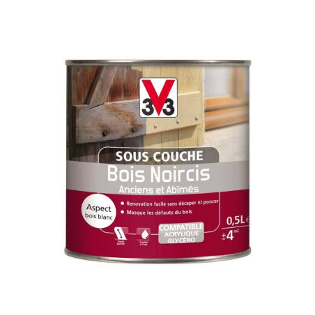 Sous-Couche Lasure Bois Intérieur Et Extérieur Bois Noircis V33, 0.5 L Incolore