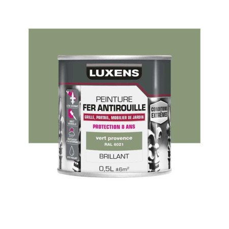 Peinture fer extérieur vert provence glossy 0.5 L - 