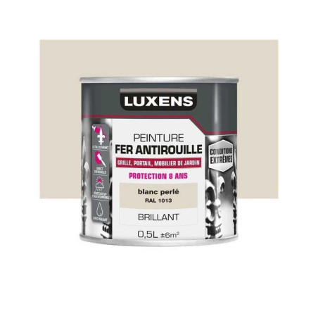 Peinture fer extérieur blanc perlé glossy 0.5 L