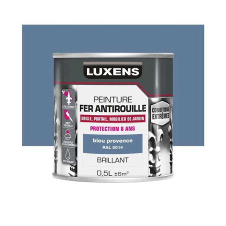 Peinture fer extérieur bleu provence brillant 0,5l
