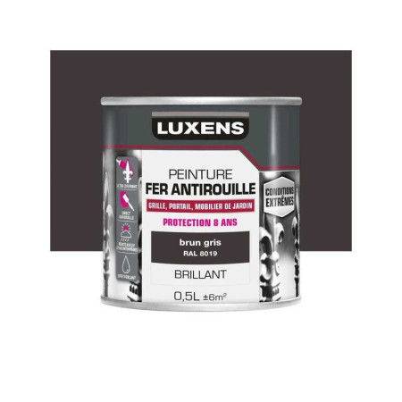 Peinture fer extérieur brun gris glossy 0.5 L - 