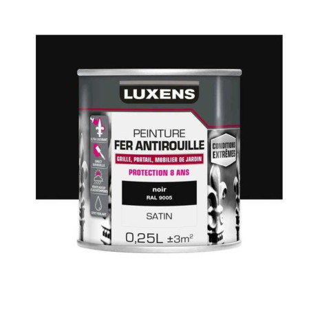 Peinture fer extérieur et Antirouille noir satine 0,25l