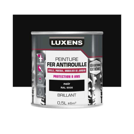 Peinture fer extérieur noir brillant 0,5l
