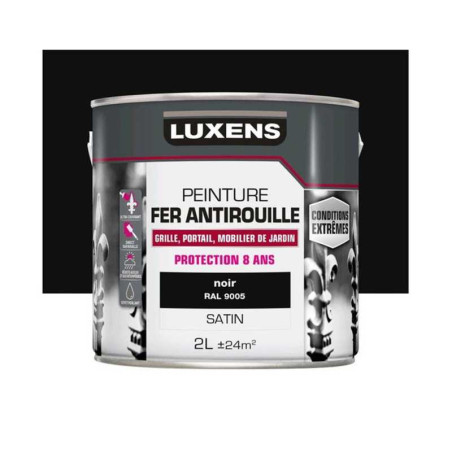 Peinture fer extérieur noir satine 2l